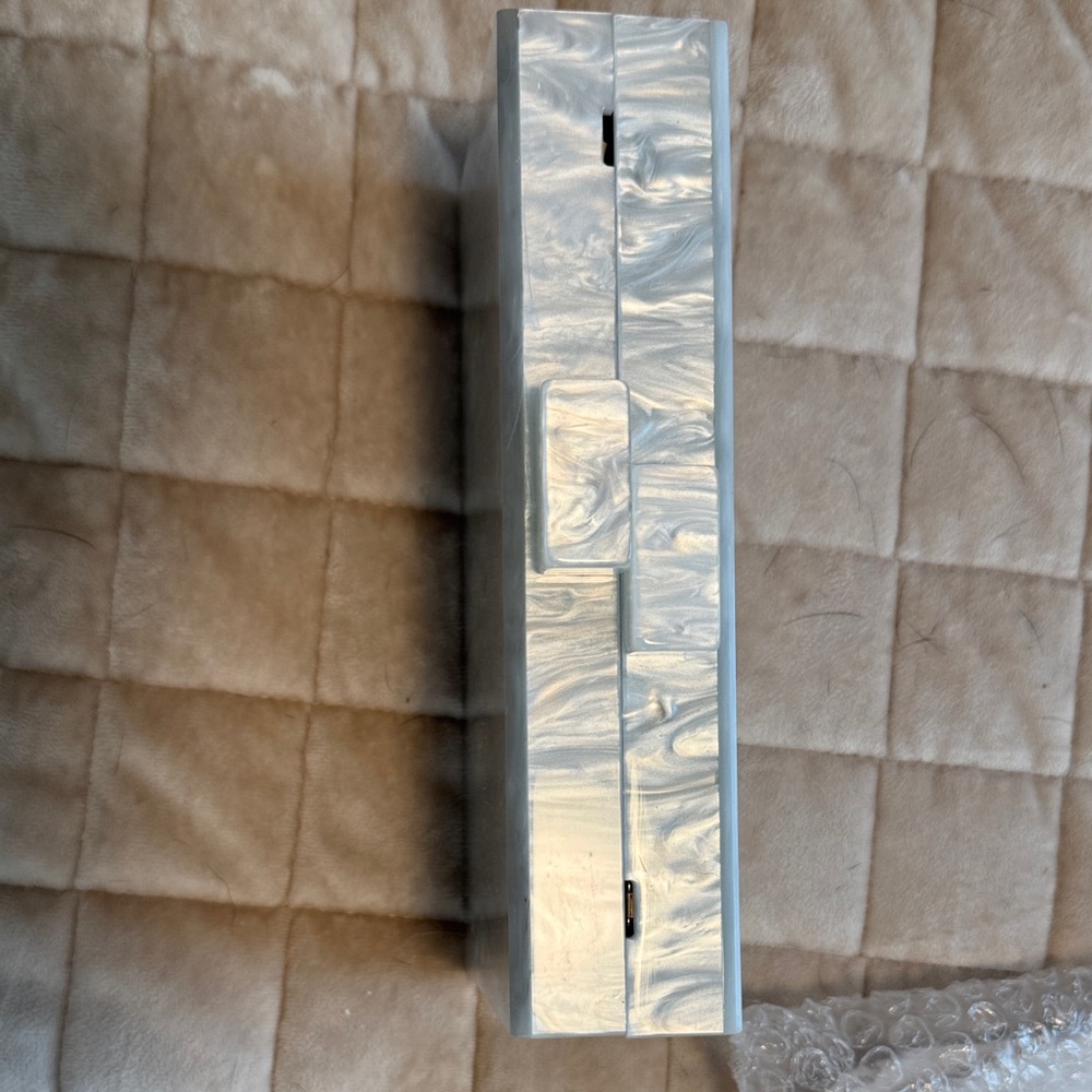 J. Crew White Marbled Clutch with Gold Chain - Picture 3 of 3